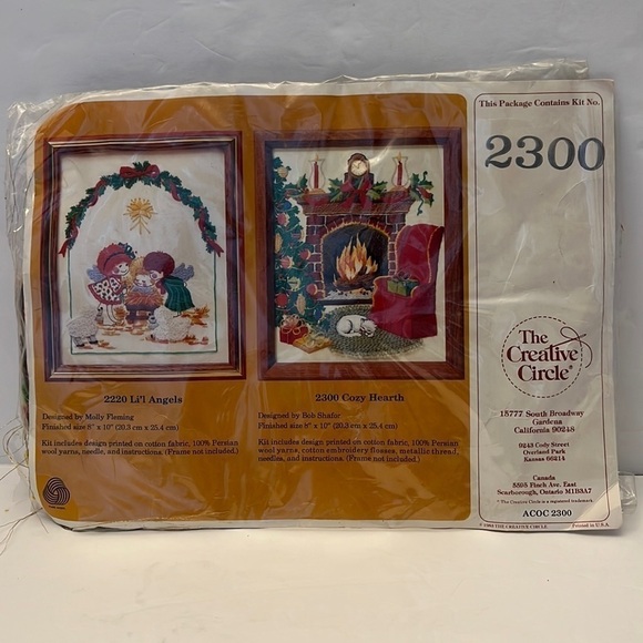 Creative Circle #2300 Cozy Hearth Christmas Crewel Embroidery Kit 1983 - Picture 1 of 5